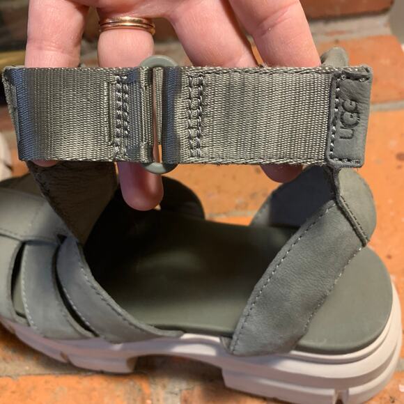 UGG Ashton Strappy Moss Green Nubuck Gladiator Chunky Fisherman Sandal Size 8 - Picture 3 of 7